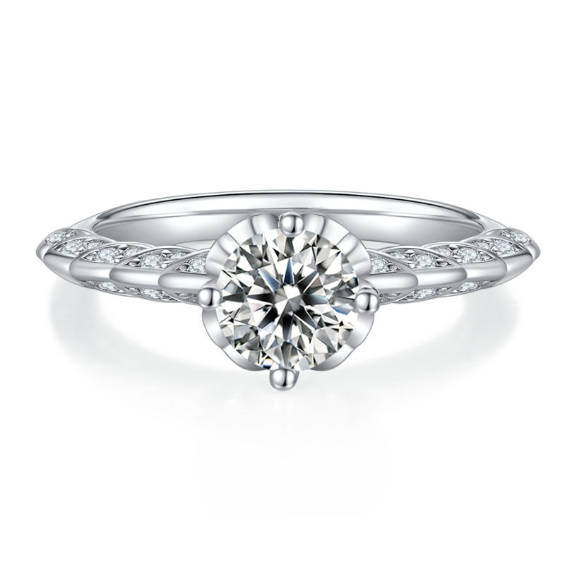 婚语S925银镀白金MoissaniteWomen's Ring1ctD级